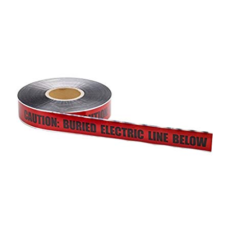 Mutual Industries 17774-79-3000 Polyethylene Underground Electric Detectable Marking Tape 1000' Length x 3