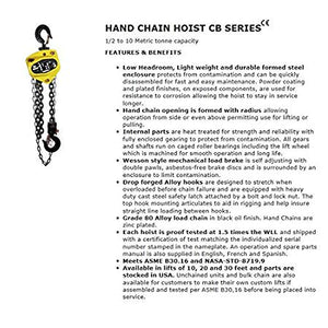 All Material Handling CB020-20-18 Badger Manual Chain Hoist, 2 Ton, 20' Lift, 18' Drop