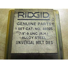 Load image into Gallery viewer, Ridgid 48025 7/8-9 Universal Bolt Dies Set Of 4